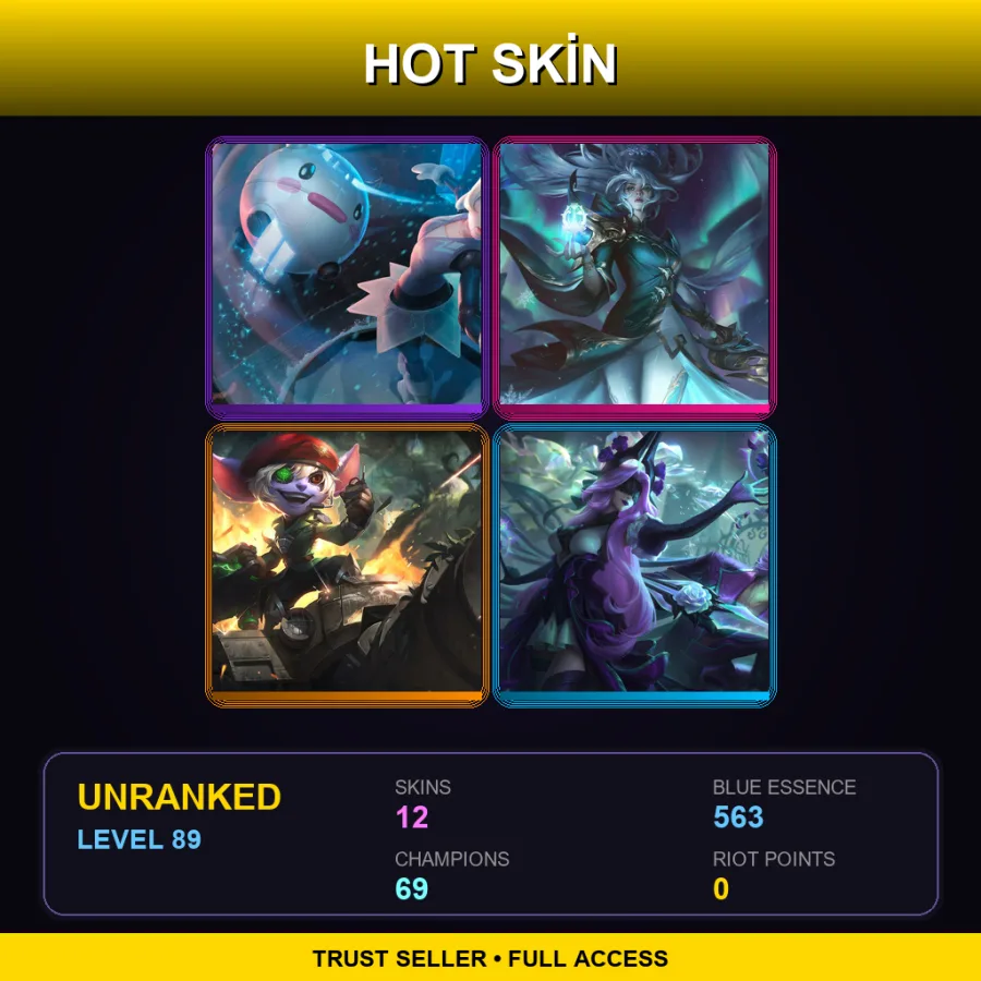 SG | Lv89 | Unranked | 12 Skin | 69 Champ — Beast Hunter Draven