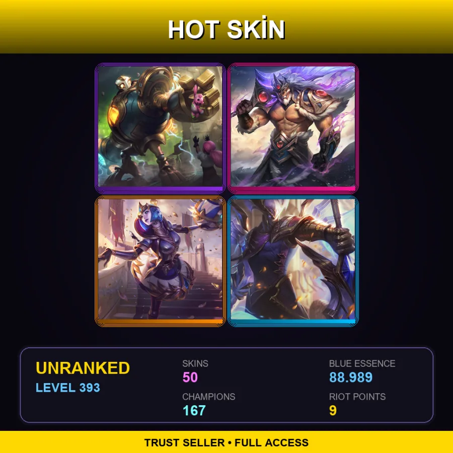 VN | Lv393 | Unranked | 50 Skin | 167 Champ