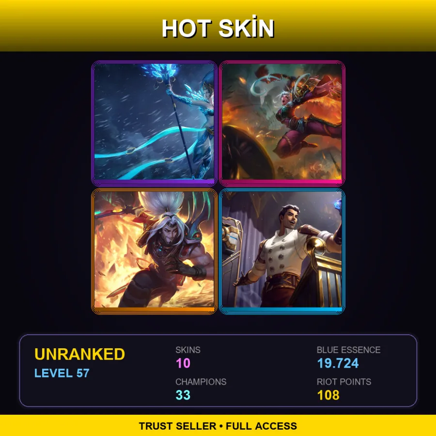 EUW | Frost Queen Janna | Dragonblade Riven | Odyssey Yasuo | Arcane Inventor Jayce | 10 Skin | 33 Champ | Lv57