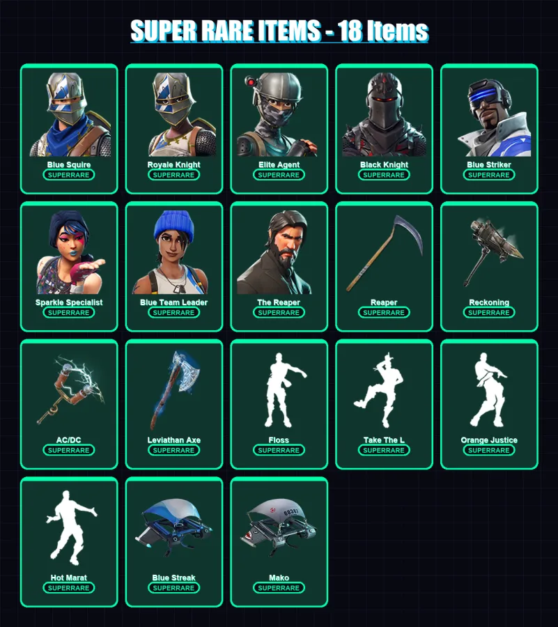 [PC/XBOX/PSN] | Blue Squire | Royale Knight | Elite Agent | Black Knight | Blue Striker | 116 skin | 116 pickaxe | 125 emote | 100 glider | Lv1923 — Game account