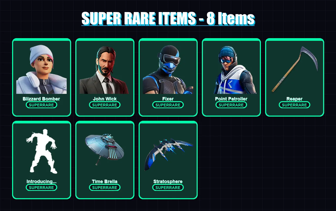 [PS4/PS5/XBOX/PC] | Blizzard Bomber | John Wick | Fixer | Point Patroller | Torin | 101 skin | 143 pickaxe | 87 emote | 113 glider | Lv1619