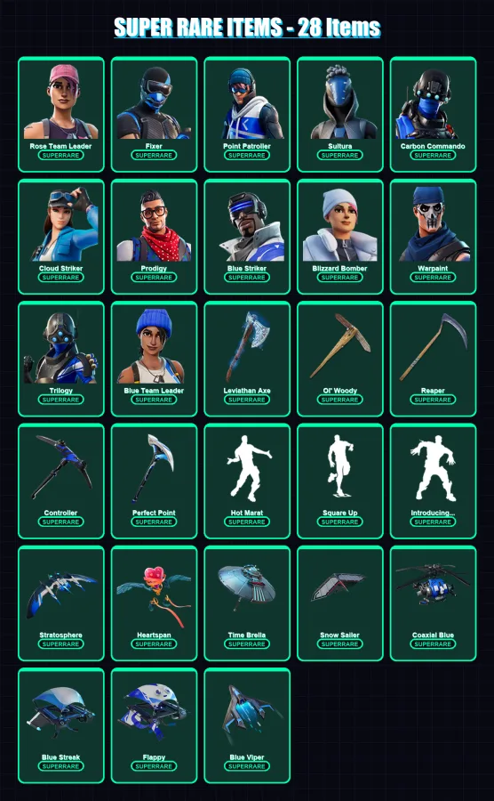 [PS4/PS5/XBOX/PC] | Rose Team Leader | Fixer | Point Patroller | Sultura | Carbon Commando | 187 skin | 223 pickaxe | 181 emote | 198 glider | Lv292 — Fortnite account