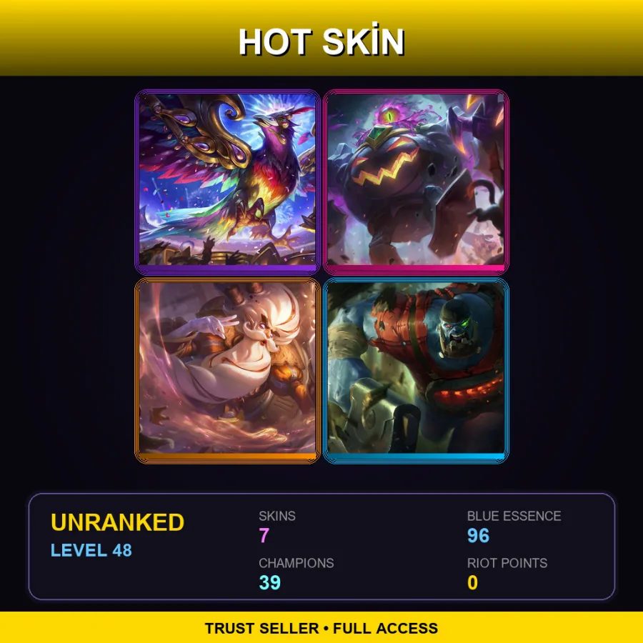VN | Lv48 | Unranked | 7 Skin | 39 Champ — LoL account