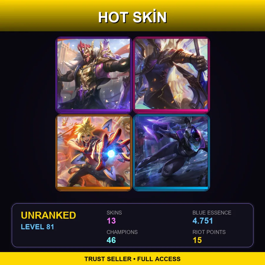 EUW | Lv81 | Unranked | 13 Skin | 46 Champ