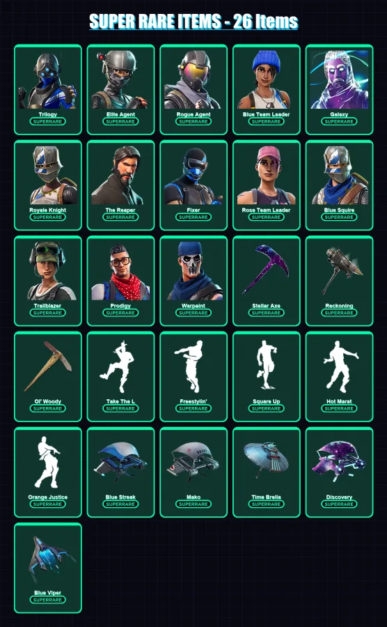 [PS4/PS5/XBOX/PC] | Trilogy | Elite Agent | Rogue Agent | Blue Team Leader | Galaxy | 59 skin | 53 pickaxe | 62 emote | 68 glider | Lv797