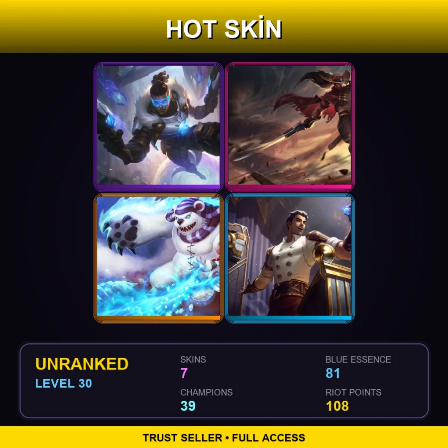 LAS | Lv30 | Unranked | 7 Skin | 39 Champ