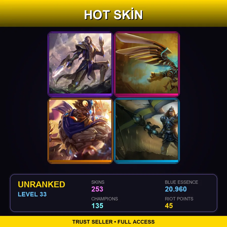 TW | Lv33 | Unranked | 253 Skin | 135 Champ — LoL account
