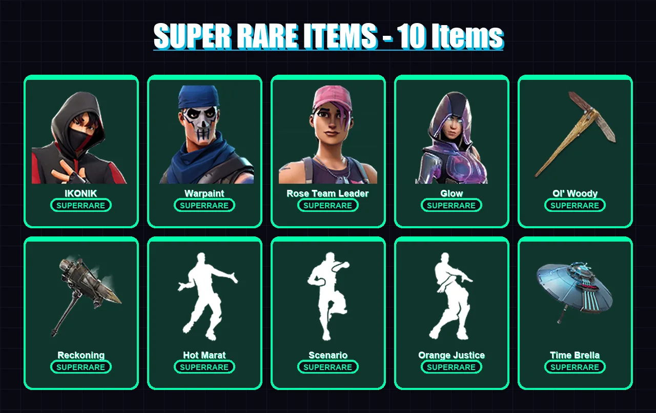 [PC/XBOX/PSN] | IKONIK | Warpaint | Rose Team Leader | Glow | Zenith | 79 skin | 93 pickaxe | 89 emote | 91 glider | Lv917