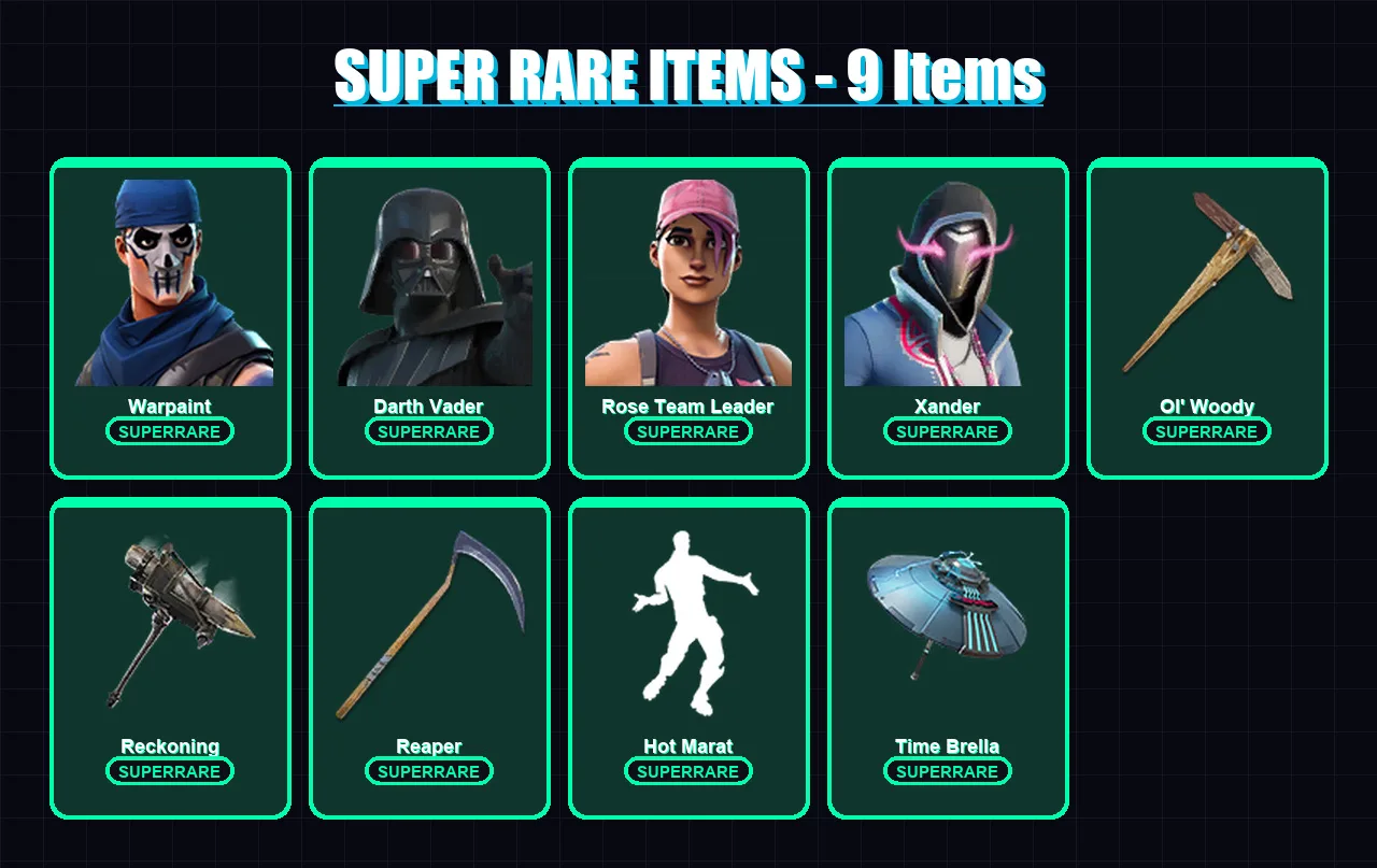 [PC/PSN] | Warpaint | Darth Vader | Rose Team Leader | Xander | The Cube Queen | 166 skin | 183 pickaxe | 146 emote | 172 glider | Lv2734