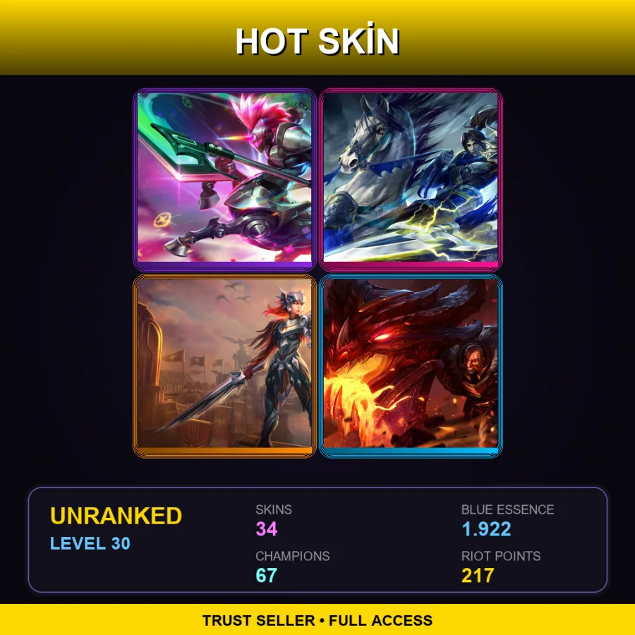 NA | Lv30 | Unranked | 34 Skin | 67 Champ — LoL account
