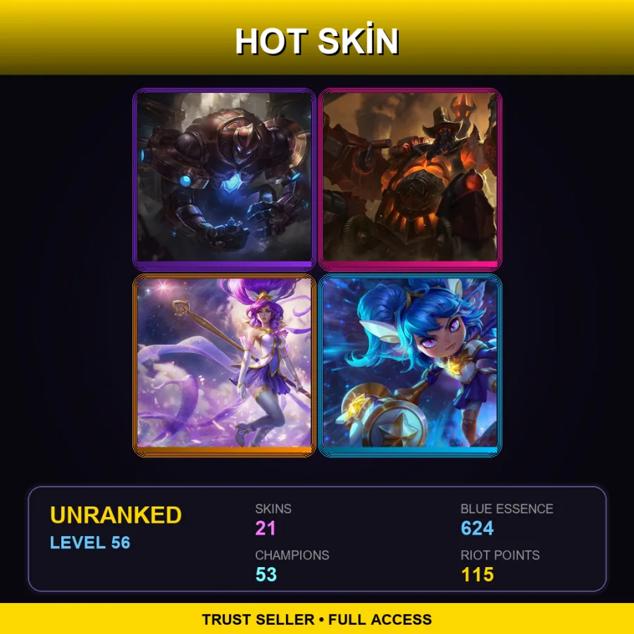 EUNE | Lv56 | Unranked | 21 Skin | 53 Champ — LoL account