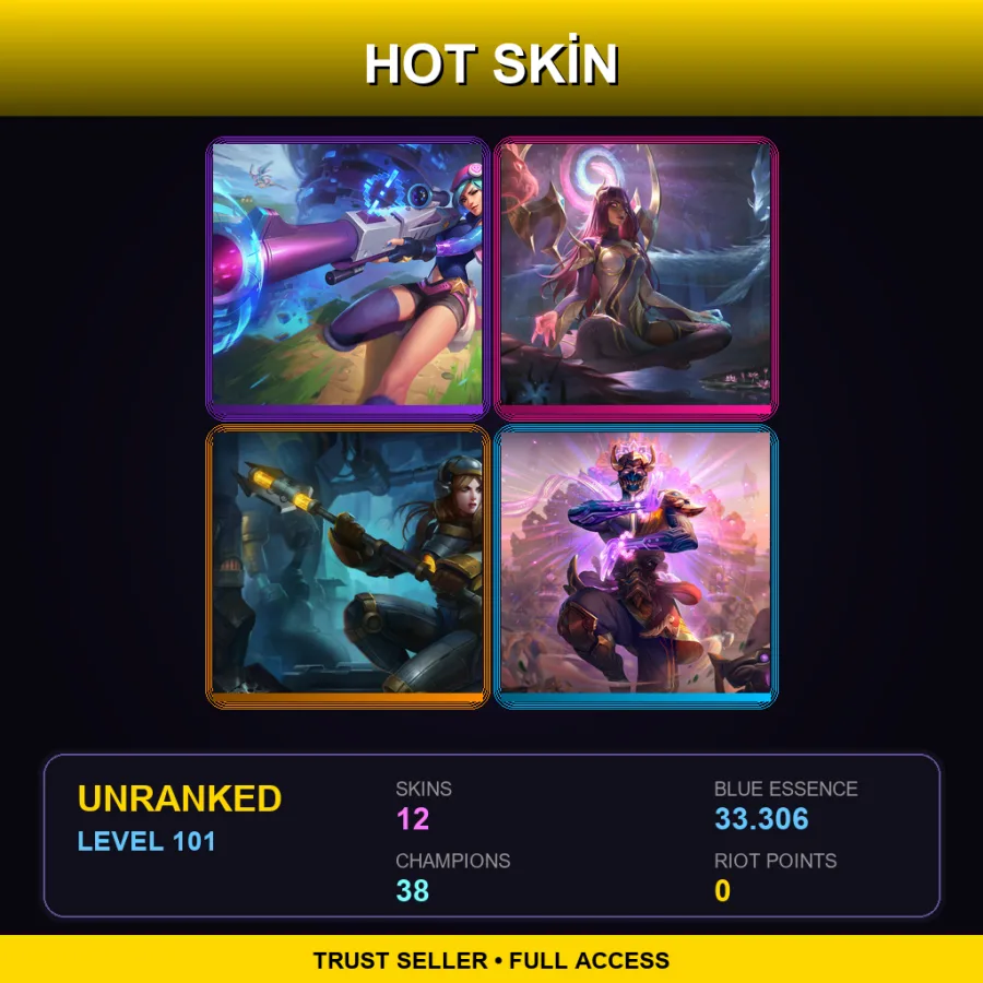LAN | Lv101 | Unranked | 12 Skin | 38 Champ — Three Honors Akshan