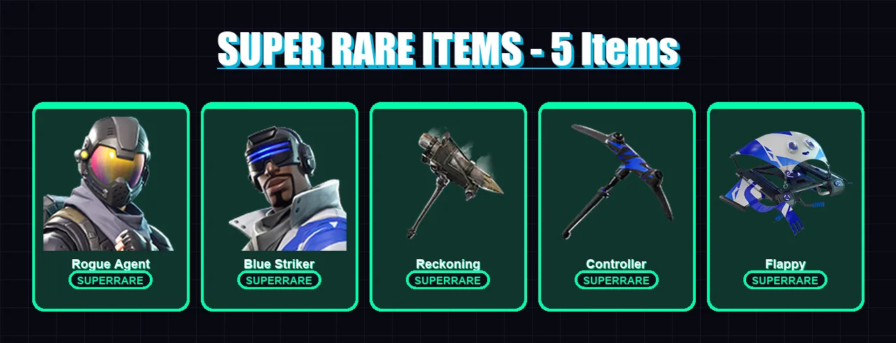 [PS4/PS5/XBOX/PC] | Rogue Agent | Blue Striker | Calamity | DJ Yonder | Midnight Ops | 5 skin | 4 pickaxe | 6 emote | 6 glider | Lv93