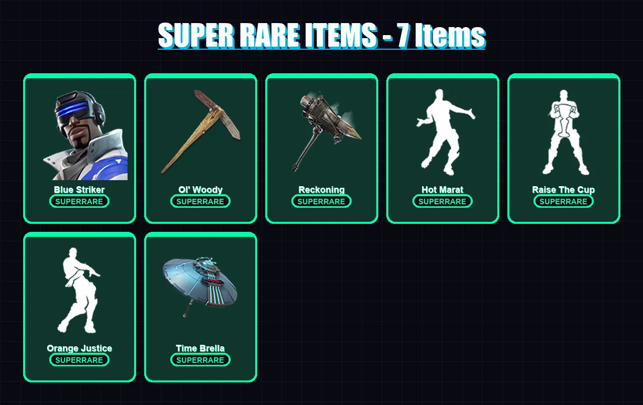 [PS4/PS5/PC] | Blue Striker | Carbide | Fusion | Rox | Enforcer | 106 skin | 122 pickaxe | 142 emote | 118 glider | Lv1806 — Fortnite account