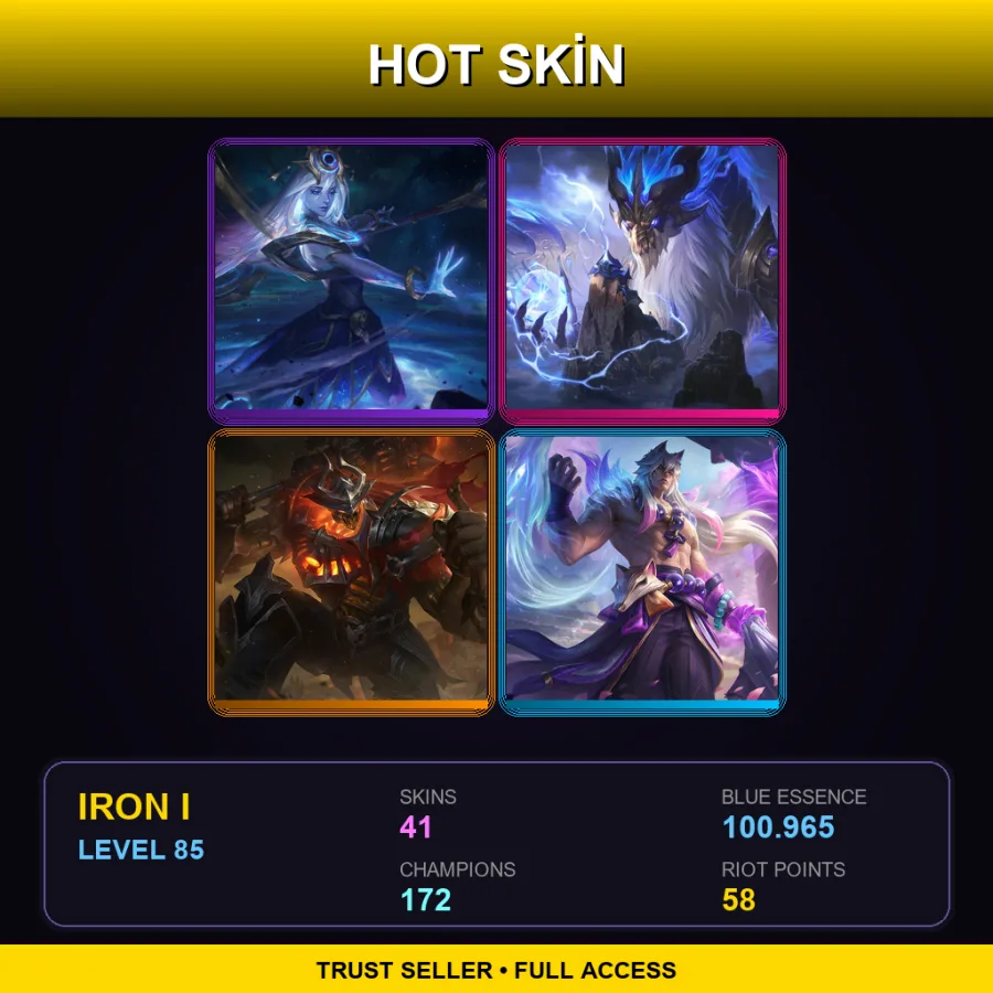 SG | Lv85 | Iron I | 41 Skin | 172 Champ