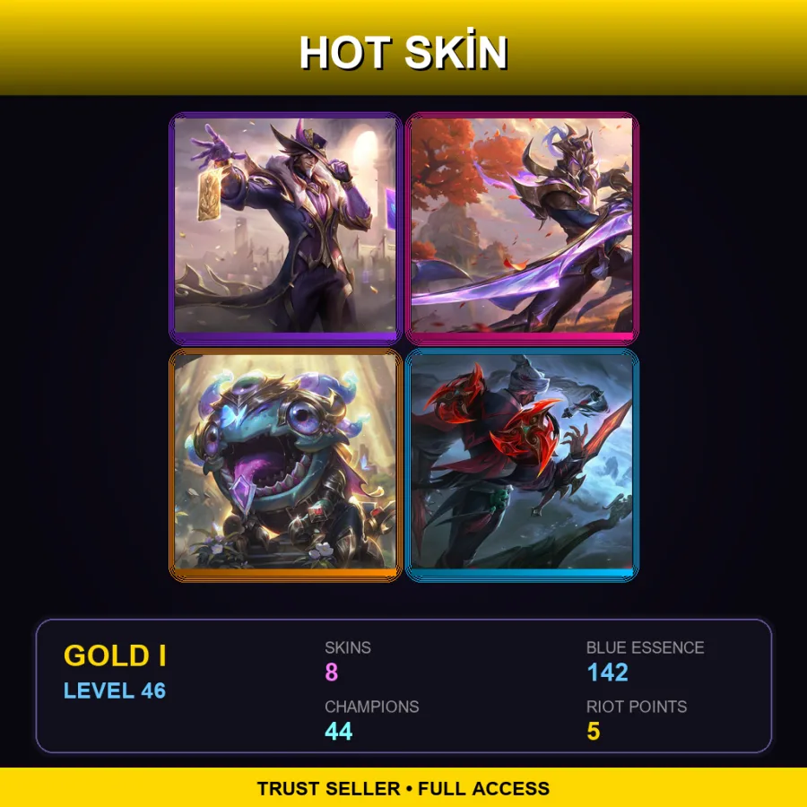 LAS | Lv46 | Gold I | 8 Skin | 44 Champ — LoL account