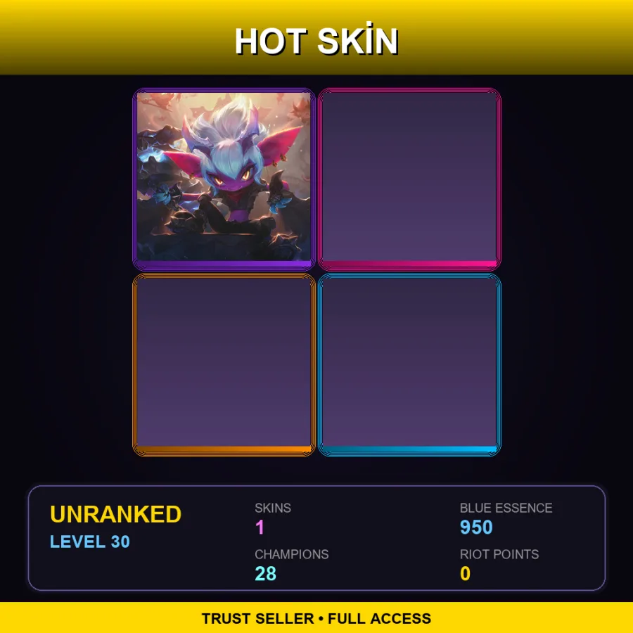 EUW | Little Demon Tristana | 1 Skin | 28 Champ | Lv30