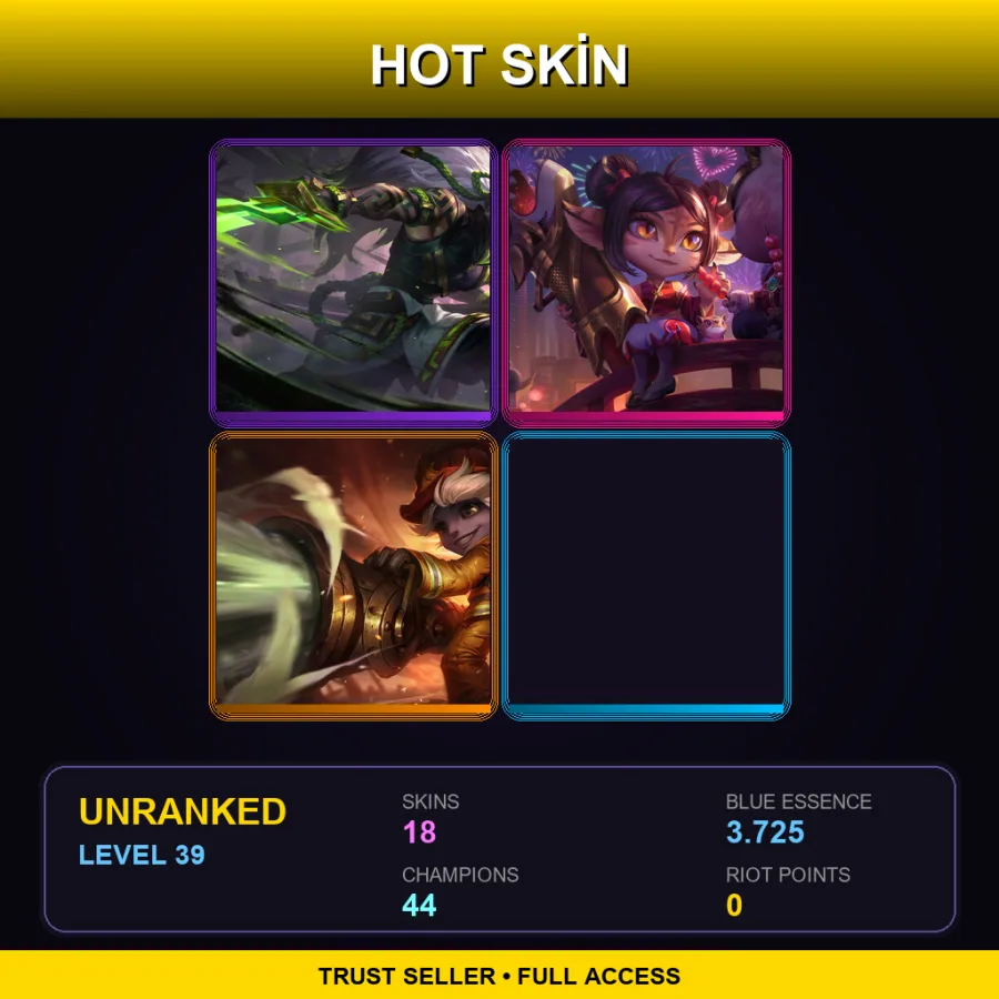 EUW | Lv39 | Unranked | 18 Skin | 44 Champ with Lux