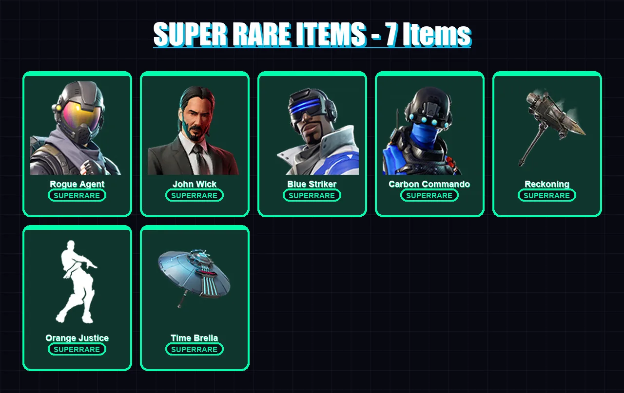 [PS4/PS5/XBOX/PC] | Rogue Agent | John Wick | Blue Striker | Carbon Commando | A.I.M. | 87 skin | 82 pickaxe | 88 emote | 83 glider | Lv1446