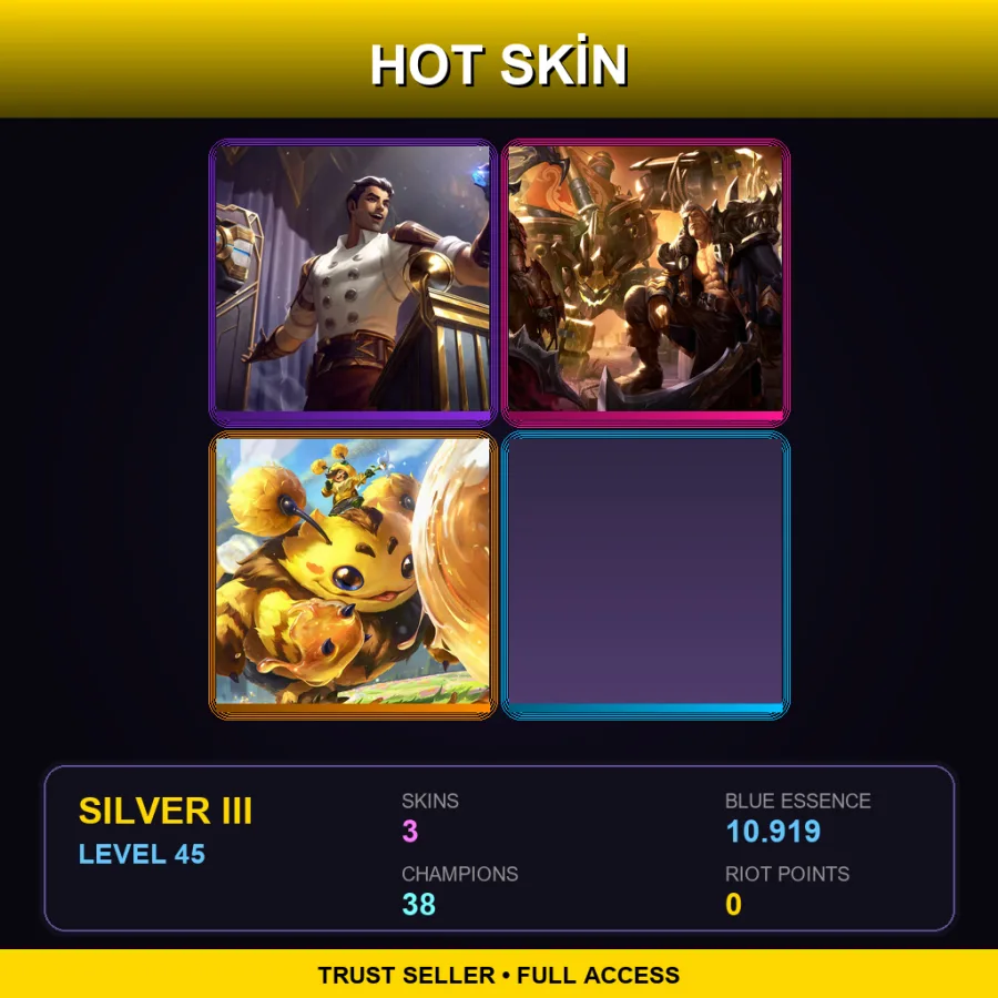 LAS | Lv45 | Silver III | 3 Skin | 38 Champ — LoL account