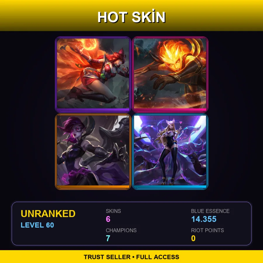LAN | Lv60 | Unranked | 6 Skin | 7 Champ