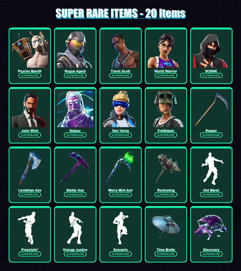 [PC/XBOX] | Psycho Bandit | Rogue Agent | Travis Scott | World Warrior | IKONIK | 346 skin | 269 pickaxe | 169 emote | 194 glider | Lv3469