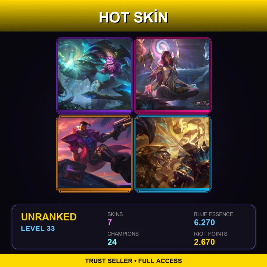 BR | Lv33 | Unranked | 7 Skin | 24 Champ — LoL account