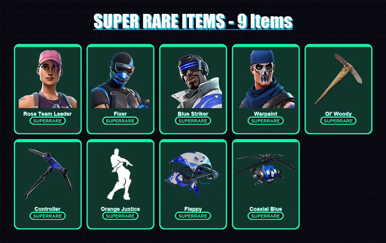 [PC/XBOX] | Rose Team Leader | Fixer | Blue Striker | Warpaint | Valor | 18 skin | 23 pickaxe | 26 emote | 33 glider | Lv377 — Fortnite account