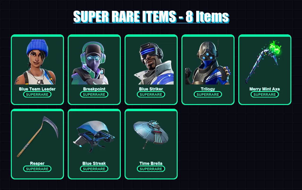 [PC/XBOX/PSN] | Blue Team Leader | Breakpoint | Blue Striker | Trilogy | Red Knight | 115 skin | 150 pickaxe | 117 emote | 132 glider | Lv2333