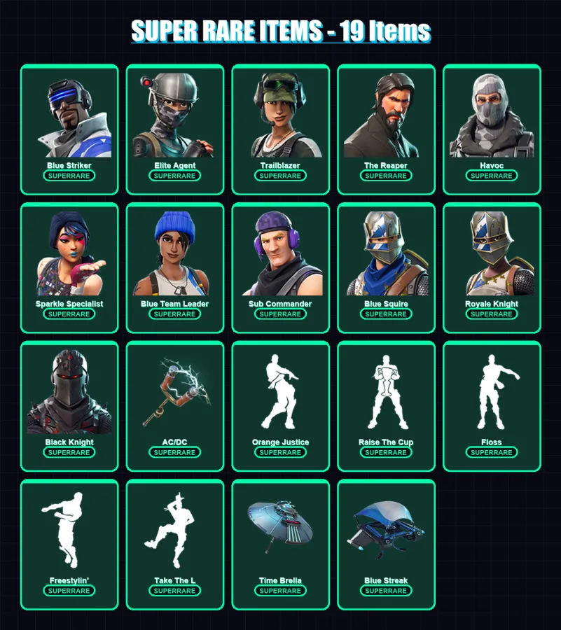 [PS4/PS5/XBOX/PC] | Blue Striker | Elite Agent | Trailblazer | The Reaper | Havoc | 42 skin | 42 pickaxe | 75 emote | 48 glider | Lv693