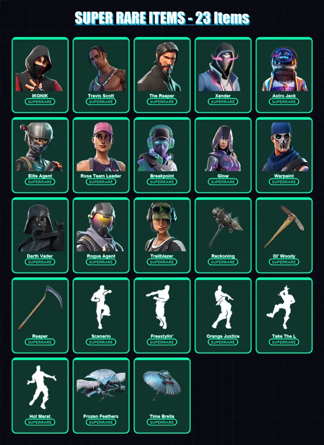 [PC/XBOX/PSN] | IKONIK | Travis Scott | The Reaper | Xander | Astro Jack | 583 skin | 457 pickaxe | 377 emote | 280 glider | Lv4443 — Fortnite account