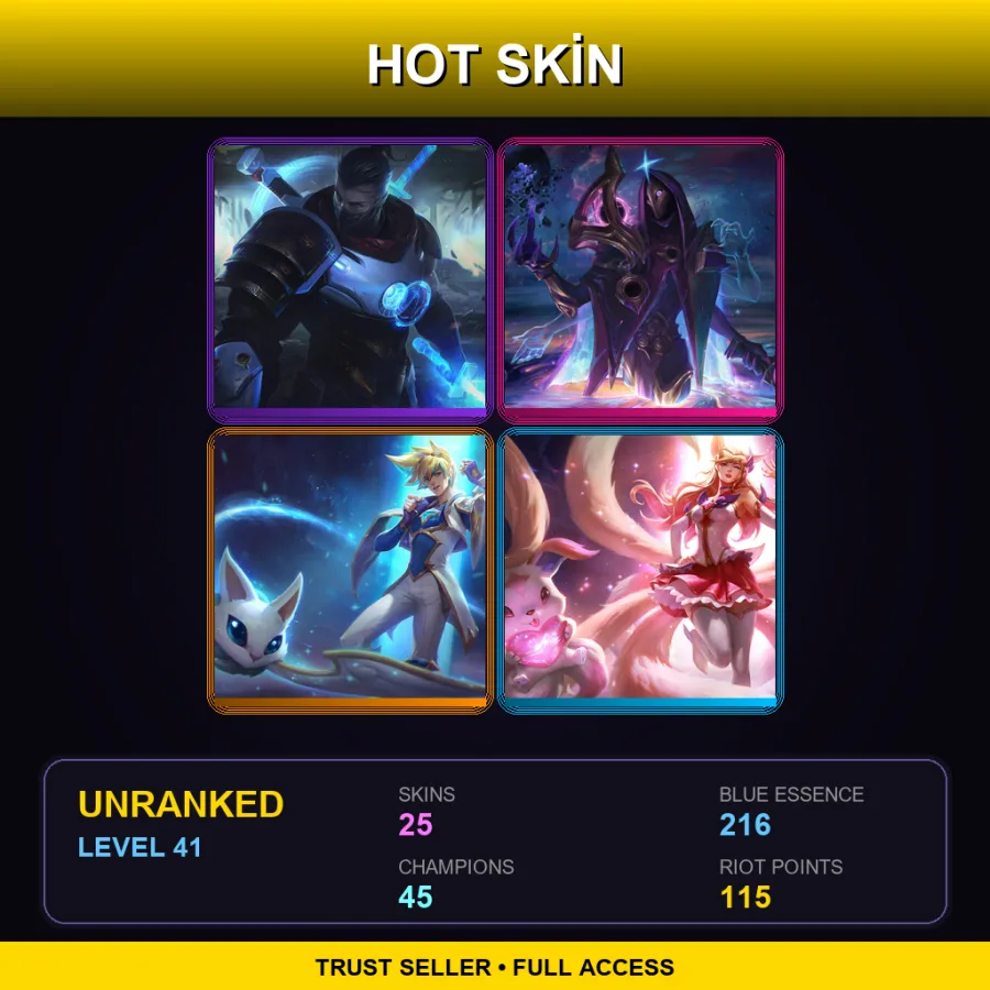 NA | Lv41 | Unranked | 25 Skin | 45 Champ — LoL account