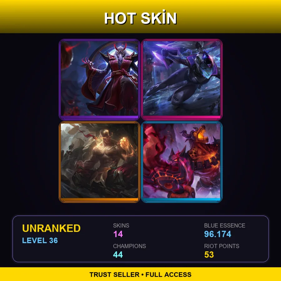 NA | Lv36 | Unranked | 14 Skin | 44 Champ — LoL account