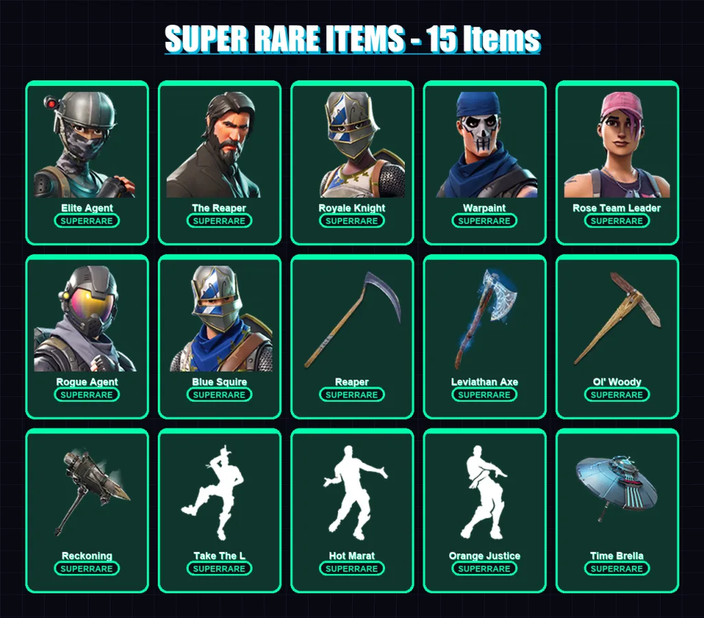 [PC/XBOX/PSN] | Elite Agent | The Reaper | Royale Knight | Warpaint | Rose Team Leader | 234 skin | 185 pickaxe | 159 emote | 149 glider | Lv2342