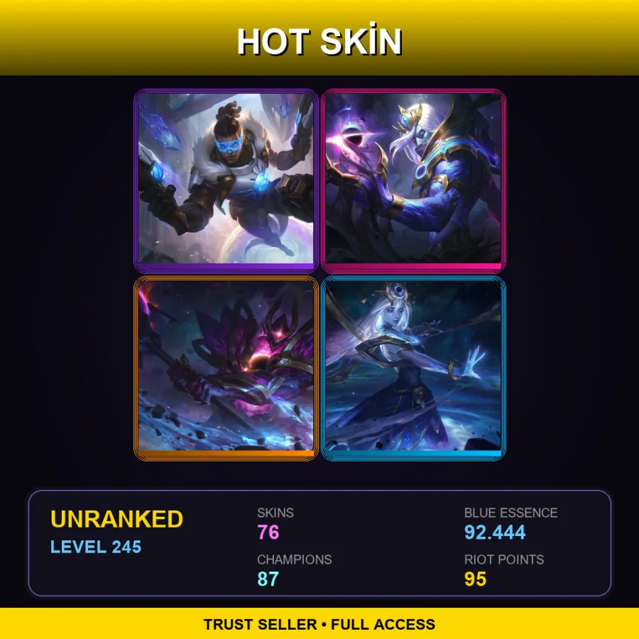 KR | Lv245 | Unranked | 76 Skin | 87 Champ — LoL account