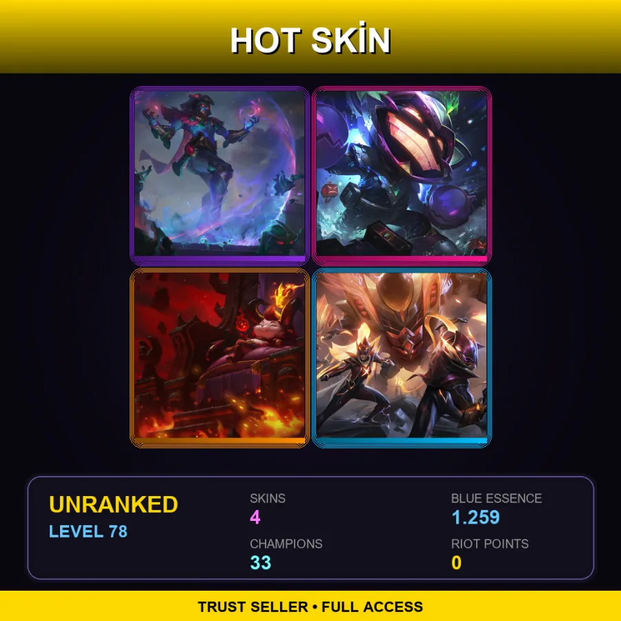 SG | Lv78 | Unranked | 4 Skin | 33 Champ — Unranked / Smurf League of Legends