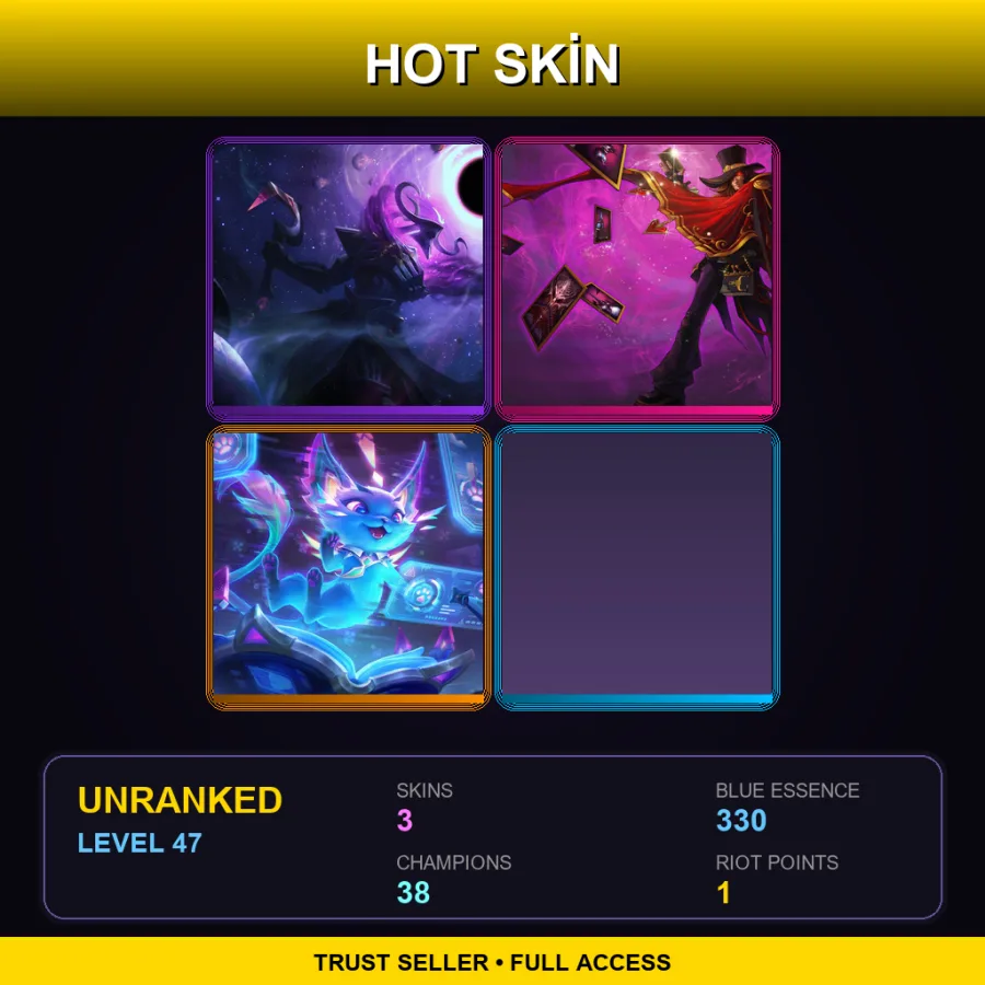 EUW | Lv47 | Unranked | 3 Skin | 38 Champ