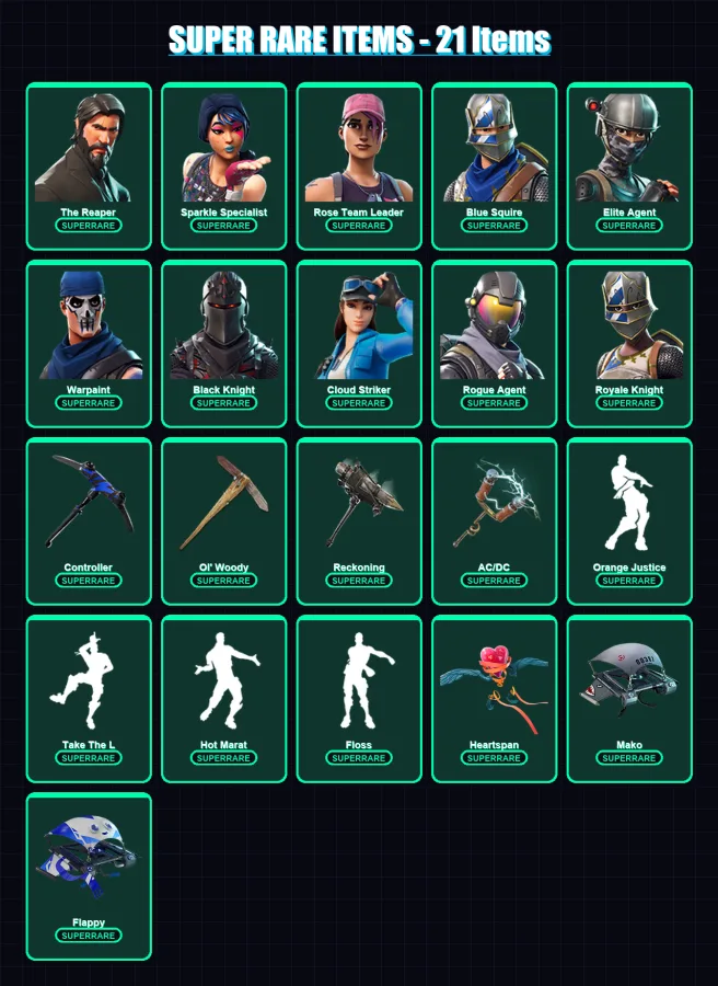 [PC/XBOX/PSN] | The Reaper | Sparkle Specialist | Rose Team Leader | Blue Squire | Elite Agent | 80 skin | 57 pickaxe | 81 emote | 60 glider | Lv623 — Game account