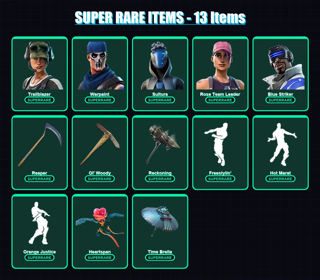 [PS4/PS5/XBOX/PC] | Trailblazer | Warpaint | Sultura | Rose Team Leader | Blue Striker | 230 skin | 258 pickaxe | 205 emote | 214 glider | Lv3027 — Fortnite account