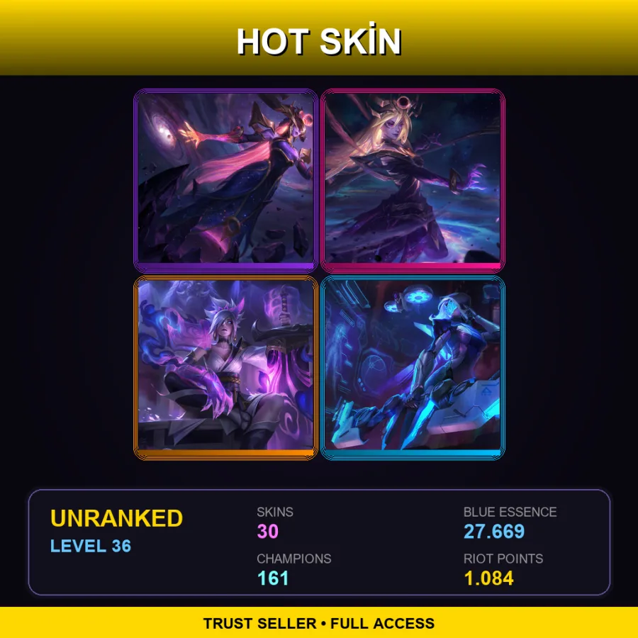 SG | Lv36 | Unranked | 30 Skin | 161 Champ — LoL account