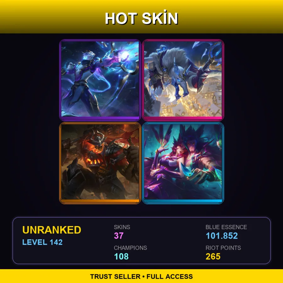LAN | Lv142 | Unranked | 37 Skin | 108 Champ