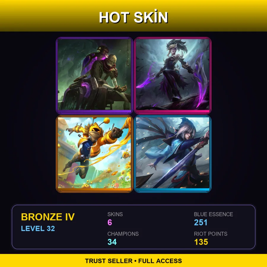 LAN | Lv32 | Bronze IV | 6 Skin | 34 Champ