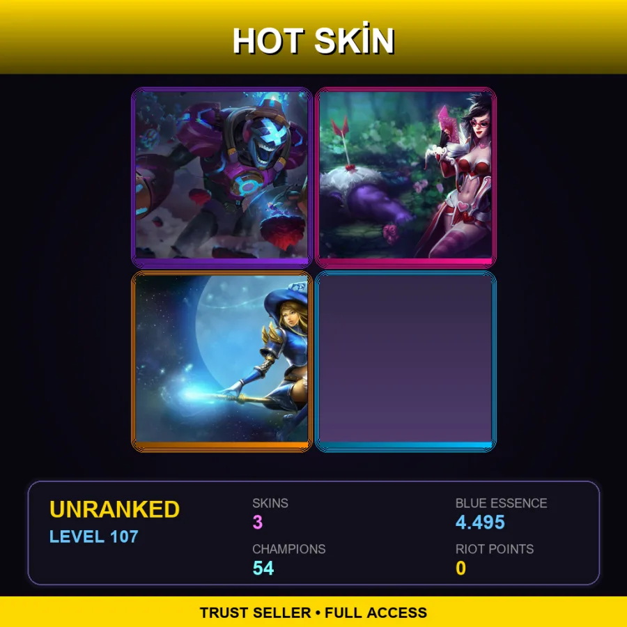 LAS | Lv107 | Unranked | 3 Skin | 54 Champ — Unranked / Smurf League of Legends