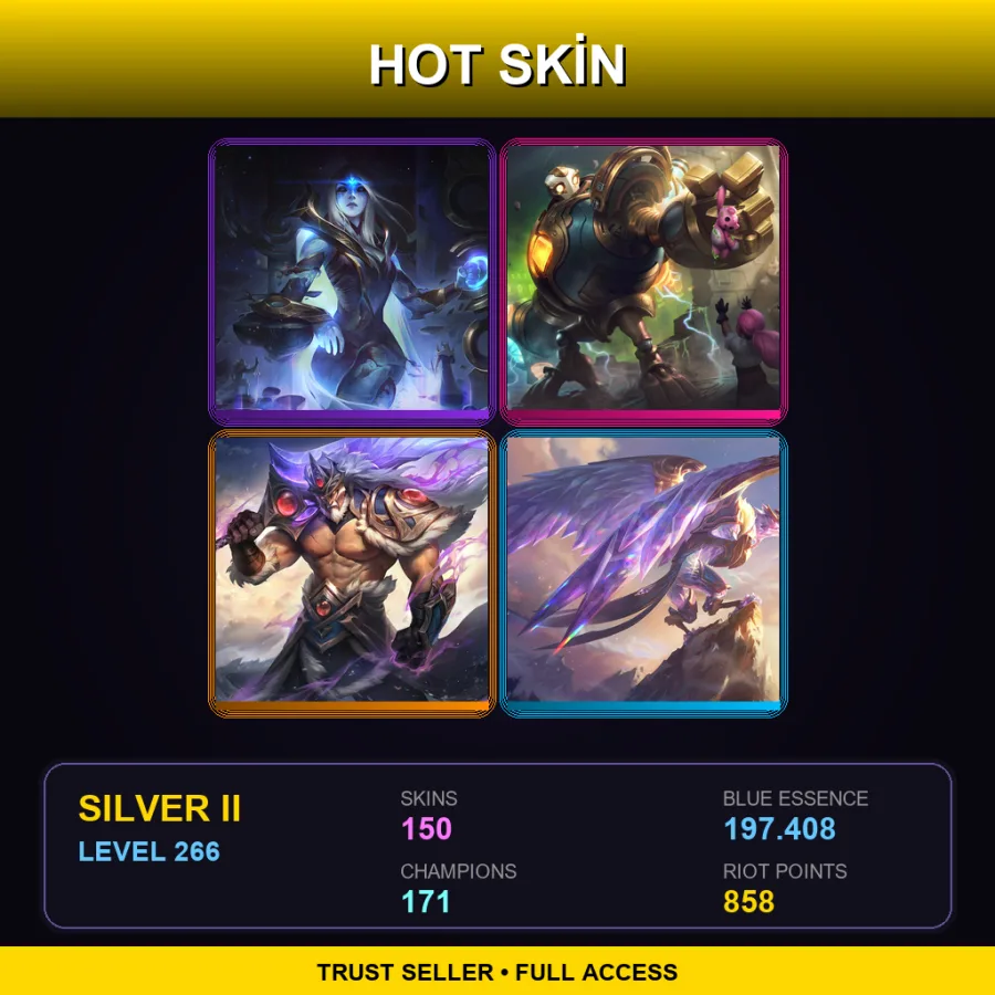 VN | Lv266 | Silver II | 150 Skin | 171 Champ — LoL account