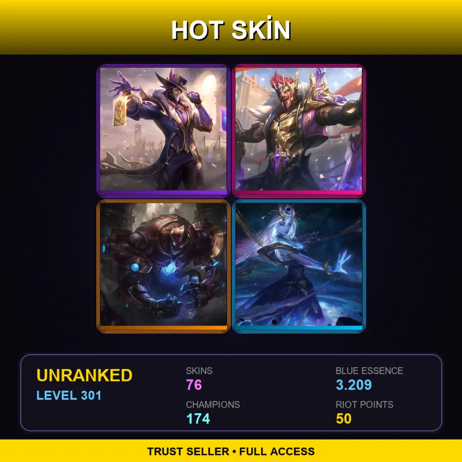 EUW | Lv301 | Unranked | 76 Skin | 174 Champ — Coven Ashe