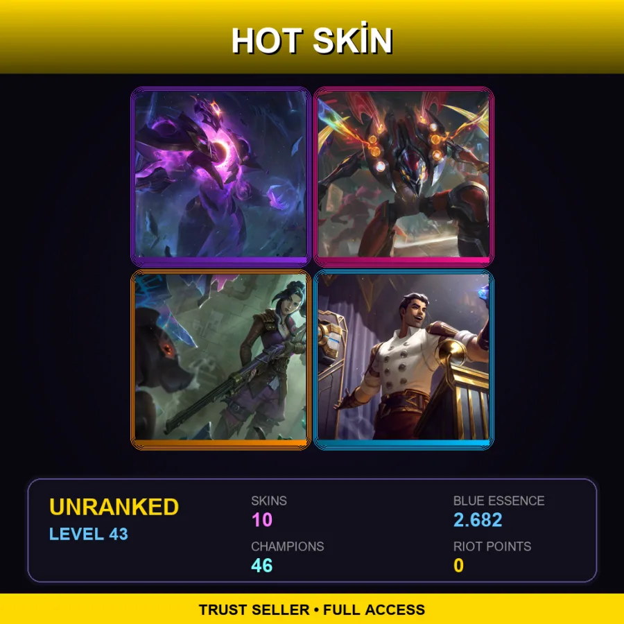 EUW | Dark Star Xerath | Odyssey Kha'Zix | Arcane Enforcer Caitlyn | Arcane Inventor Jayce | 10 Skin | 46 Champ | Lv43