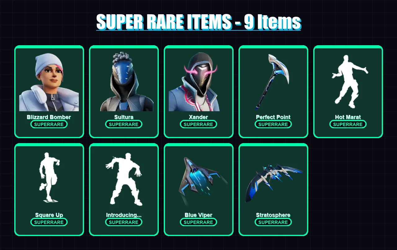 [PS4/PS5/XBOX/PC] | Blizzard Bomber | Sultura | Xander | Ronin | Deadpool | 75 skin | 148 pickaxe | 99 emote | 123 glider | Lv2082