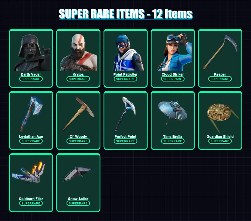 [PS4/PS5/PC] | Darth Vader | Kratos | Point Patroller | Cloud Striker | Menace | 162 skin | 159 pickaxe | 134 emote | 133 glider | Lv1813