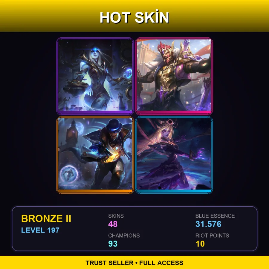 EUW | Lv197 | Bronze II | 48 Skin | 93 Champ