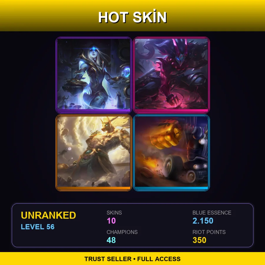 EUW | Lv56 | Unranked | 10 Skin | 48 Champ — LoL account